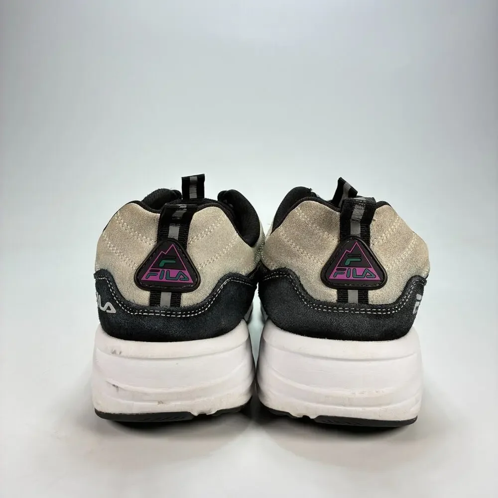FILA Trail Tracer Black White Green Casual Lifestyle Sneakers Shoes Mens Size 10